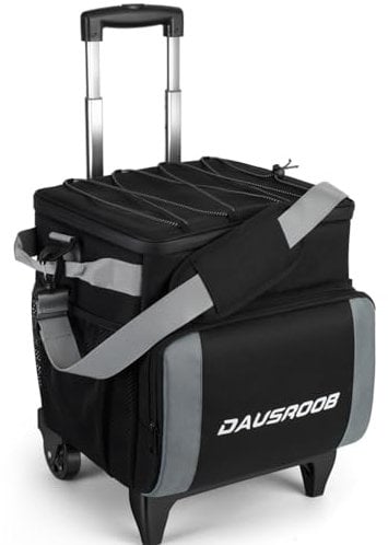 DAUSROOB Nevera con Ruedas Bolsa Térmica Hielera Aislado a Prueba de Fugas Enfriador Suave sobre Ruedas 48can/28 L Enfriador con Carrito Todo Terreno Bolsa de Almuerzo para Viajes comestibles& más