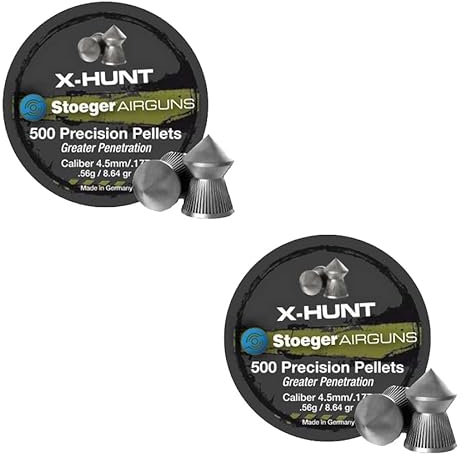 ECOMMUR Pack de balines/perdigones Stoeger X-Hunt (4,5mm)| 500 uds por Caja. 0,56g por balín. Pack de 2 Cajas