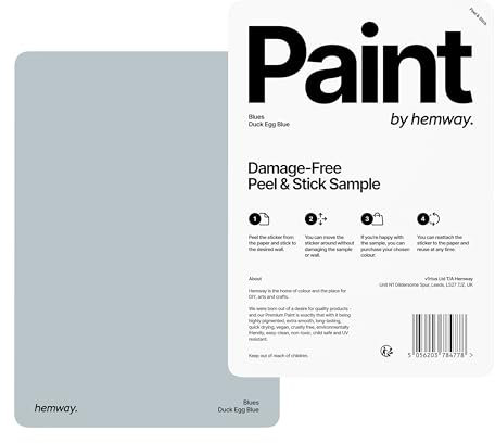 Hemway - Peel & Stick Sample for Our Premium Chalk Paint - Duck Egg Blue | A5 Damage-Free, Accurate Colour Swatch | Easily Test Our Chalky Matt Shabby Chic Finishes for Interior Furniture & Walls