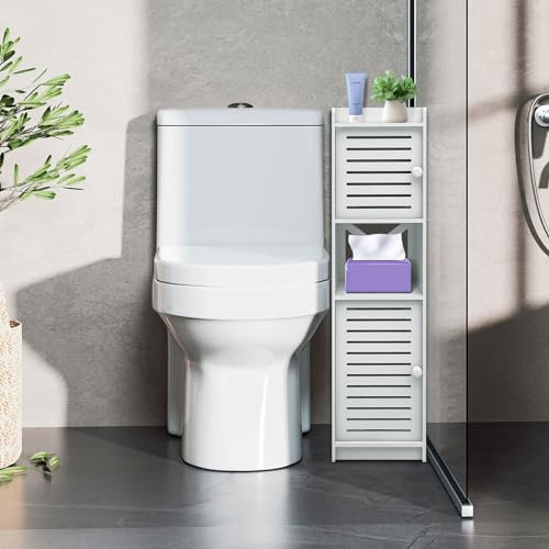 XUANYU 4 Niveaux Petit Meuble de Rangement pour Toilettes Petit Colonne Armoire de Salle de Bain Support pour Papiers Toilettes Meuble Colonne de Toilettes Porte-Papier Toilette (Blanc 22×20×75 cm)