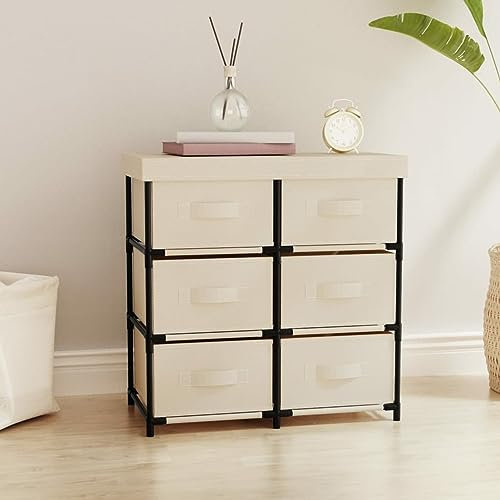 ShGaxin Lagerschrank mit 6 Schubladen, Flurschrank, Putzschrank, Besenschrank, Aktenschrank, Schrank Schmal, Aufbewahrungsschrank, Vorratsschrank, 55×29×55 cm Creme Stahl