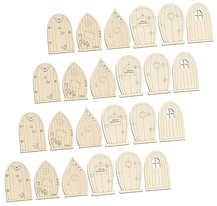 SEWACC 24stücke Miniatur Holz Garten Dekoration Tür Ornament Diy Zubehör Für Miniaturszenen Mit Filigraner Form Und Realistischen Details