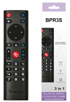 BOXPUT BPR3S air mouse remote control, Bluetooth intelligent voice remote control, equipped with 6-axis gyroscope, supporting TV4 button infrared isolation, suitable for Android TV boxes or TV sticks.