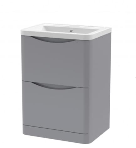 dirty pro tools Bathroom Vanity Unit with Basin Fully Assembled High Gloss Silver Colour Cloakroom Sink Unit Floor Mounted Two Soft Closing Drawers (700mm Vanity and Basin)
