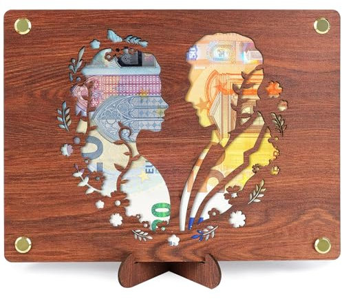 ARTREE Hochzeitsgeschenke für Brautpaar Geld Hochzeitsgeschenk aus Holz, Kreatives Hochzeitskarte Holz mit Ständer, Geldgeschenk Hochzeit, Geldgeschenke Verpackung zur Hochzeit