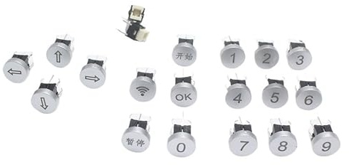 2pcs LED OD 10mm Switch Cap CIRCLE 12V 50mA 0~9 Start Pause Digit Symbol Cap for 6 * 6mm Momentary Tact Push Button Switch(F)