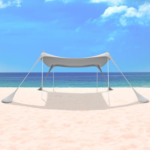 Night Cat Tenda da Spiaggia Lycra Tendalino da Spiaggia Parasole da Spiaggia Protezione UV UPF50+ con Ancoraggi a Sacco di Sabbia Portatile per Spiaggia Picnic Pesca Campeggio