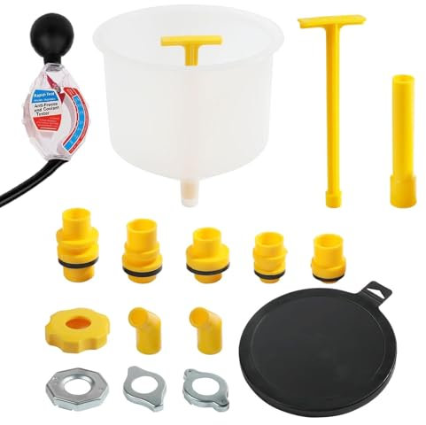 Embudo de refrigerante, kit de enjuague de refrigerante, Embudo de de enjuague del radiador 16 piezas Kit de enjuague de radiador antiderrame, Enjuague de liques
