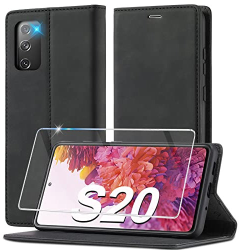 Ailicici für Samsung Galaxy S20 Hülle Leder, Mit Schutzfolie, Handyhülle für Samsung S20 Klapphülle Klappbar Flip Wallet Stoßfeste Case Cover Schutzhülle für Samsung 5G S20 Holster