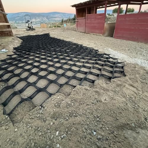 Kiesgitter Kiesmatten Kieswaben 10 M 9 8 7 6 5 4 Meter Long Lawns Farms Retaining Wall Geogrid Mesh, Earthwork Walkway Gravel Stabilizer Grids for Paddocks/ Arenas/ Pastures/ RV Parking(5m x 6m (16.5f