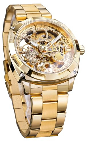Forsining Retro Luxus Herren Automatik Mechanische Wirst Uhren Voll Goldene Blume Gravur Designer Skelett Uhr Männlich