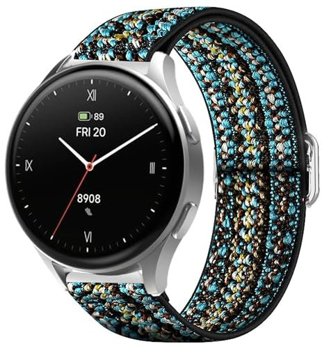 Blueshaweu 18mm 20mm Armband Kompatibel Für Hama 8900 1,32“ / 8900 1,43, Einstellbar Stoff Armbänder, Weich und Dehnbar Elastizität Ersatzband Kompatibel mit Hama 8900 (BlaueFlecken, 18mm)