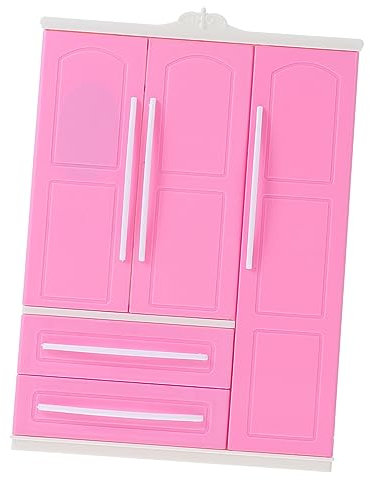 Garneck 1 Stück Mini-Puppenkleiderschrank Puppenmöbel mini Schrank Organizer für Puppenkleidung Puppenschrank Garderobenschmuck Puppenkleidung Accessoires Abs Rosa