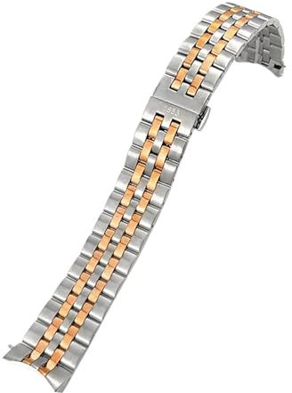HYUOIND Compatible With Tissot T108 T108408 316L Stainless Steel Curved End 20mm Watch Strap Silver Rose Gold Solid Watchband Men's Bracelets(Silver rose gold)