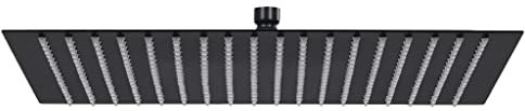 Pomme de douche pluie pulvérisateur pommeau de douche tête de douchette accessoire de salle de bain acier inoxydable 50 x 50 cm carrée noir 02_0002081