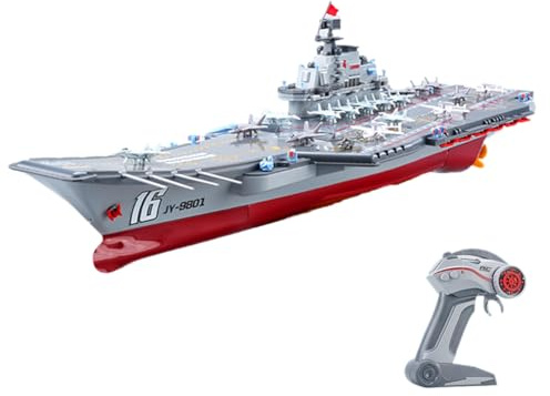 efaso RC Flugzeugträger S11 Ferngesteuertes Boot 1:438 RTR Dual-Motoren, bis zu 30km/h schnell, 30Min Spielzeit, Gesamtlänge 68cm für Kinder & Erwachsene