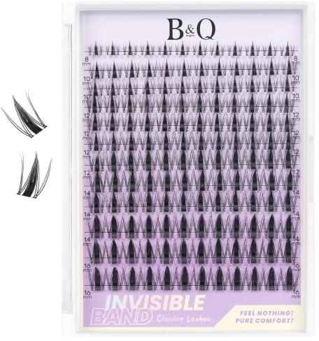 B&Q Fairy Lash Clusters 144PCS 8-16 mm MIX Wimpern Extensions | ltradünnes unsichtbares Band für nahtlosen Übergang Wispy Manga Look Natürliche DIY Wimpern Extensions Bis zu 7 Tage Halt