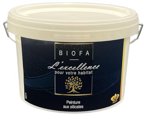 Biofa - Peinture écologique pour intérieur Murs & plafonds, finition Silicate – Sans solvants, faible en COV, sans odeurs – Très résistante – Multisupport - Application facile (Blanc, 1 Litre)