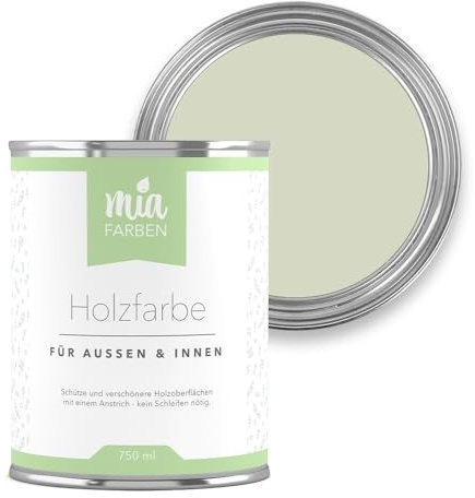 miafarben Holzfarbe ohne Schleifen matt 750ml (Mildes Lichtgrün) | Wetterfeste Holzfarbe für außen und innen, hochdeckend und wasserbasiert, für Möbel, Türen, Zäune und Gartenhaus