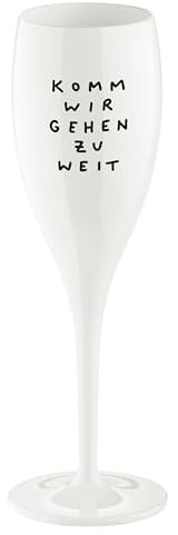 Koziol Glas mit Spruch CHEERS No. 1, bruchsicheres und stoßfestes Sektglas, aus thermoplastischem Material, isoliert 4x besser als Glas, 100 ml, 1 Stück