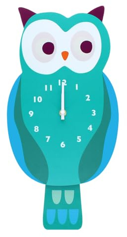 dotcomgiftshop Wooden wall clock with pendulum - Owl
