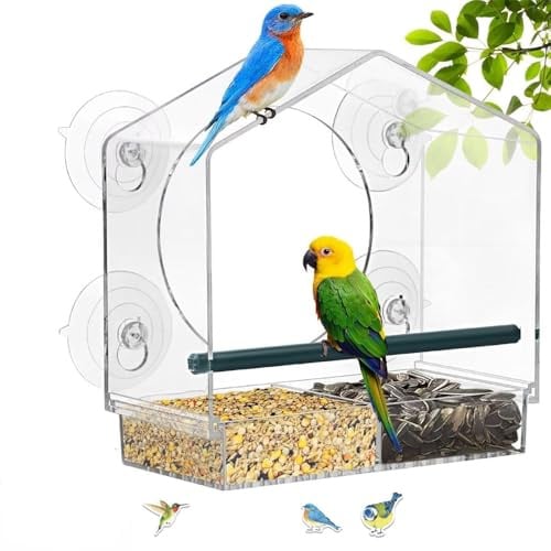 Vogelhaus Fensterscheibe,Vogelfutterhaus Fenster,Vogelhäuschen Mit Saugnapf,Am Fenster Abheftbares Vogelhaus Balkon,Bird Feeder Window,Futterstationen für Wildvögel Design regensicherer Dachabdeckung
