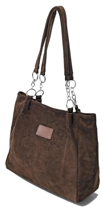 Ulisty Damen Kunst-Wildleder Tote Bag Lässig Tragetasche Alltagstasche Modische Schultertasche Shopper Handtasche