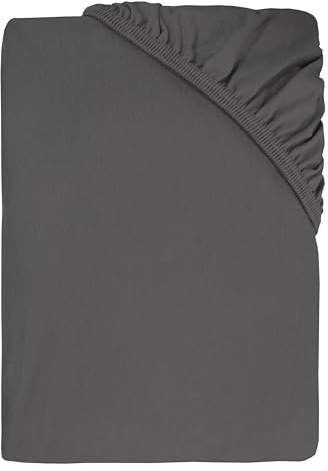 Dyckhoff Spannbettlaken Jersey 95% Baumwolle, Anthrazit, 180-200x200cm | Rundumgummizug, 5% Elasthan, 35cm Steghöhe, elastisch, geeignet für hohe Matratzen, langlebig, pflegeleicht
