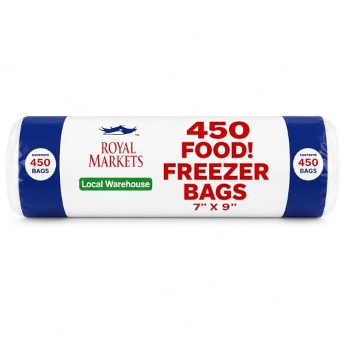 Royal Markets | Clear Disposable Food Storage Bags | Strong Freezer & Food Bags for Fruit, Vegetables, Meat & Batch Cooking