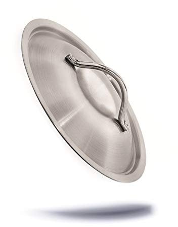 Kerafactum® Edelstahl Topfdeckel Deckel Ersatz Pfannendeckel Universaldeckel für Kochtopf Kasserolle Bratpfanne Wok Topf oder Pfanne Topfgröße Ø 20 cm Edelstahlgriff flacher Deckelrand