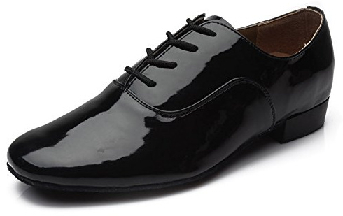 HIPPOSEUS Hombres estándar Zapatos de Baile Latino,Tacón bajo 2.5CM(0.98inches),ES703,Negro Color,EU 40