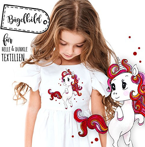 ilka parey wandtattoo-welt® Bügelbilder Applikation Bügelbild Aufbügelbilder Applikationen Einhorn mit Punkten bb025