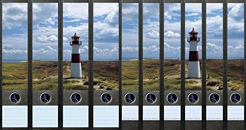 10er Set breite & schmale Ordnerrücken Leuchtturm Aufkleber Etiketten Deko 007 084