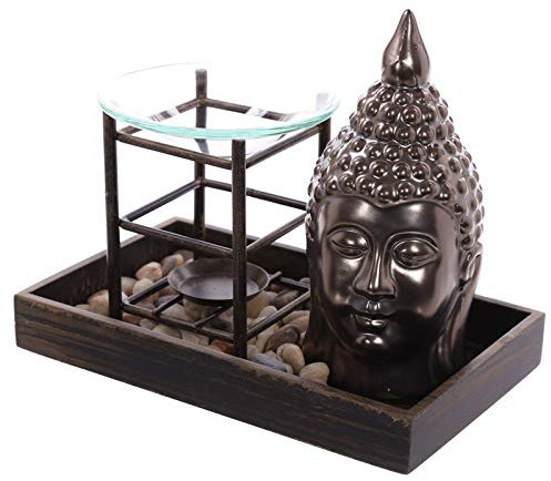 bick.shop Buddha Duftlampe BuddhaKopf Figur Statue buddafigur feng Shui Buddhismus Budda (dunkel)