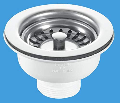 McAlpine 1.5 Basket Strainer Waste: 113mm Stainless Steel Flange: Spring-Loaded Plug: Centre Pin Model - BSWCLS