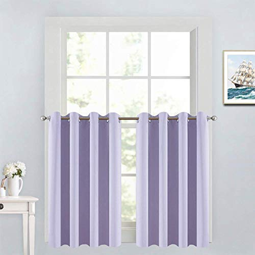 Yakamok Verdunkelungsvorhänge mit Ösen Oben, wärmeisoliert, für Schlafzimmer, Badezimmer, 52 x 36 l, Flieder, 2 Paneele
