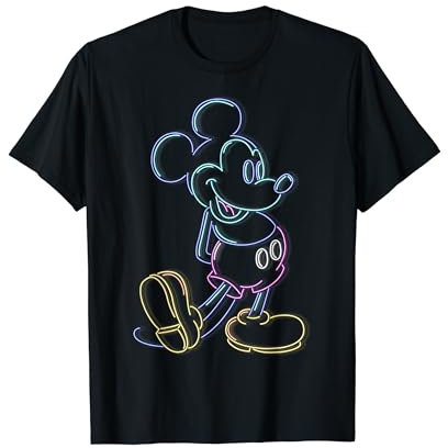 Disney Mickey & Friends Micky Neon Line Porträt T-Shirt