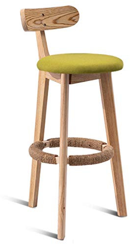 Sgabelli da Bar nordici Sgabelli Alti con 3 Gambe in Legno Mobili per la casa Sedia da Cucina da Pranzo Poggiapiedi in Corda di Canapa | Schienale ad Arco | 68 cm di Altezza