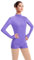 FYMNSI Damen Langarm Ballettanzug Ballettbody Sport Tanz Body Gymnastikanzug Trikot Bodysuit Einteiler Turnanzug Leotards Overall Stehkragen Einfarbig Elegant Bodies Ballett Langarmbody Lila M