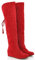 ORANDESIGNE Damen Winterstiefel Warme Schneeschuhe PU Lederstiefel Über dem Knie Flache Stiefel Lange Stiefel mit Hohen Absätzen A Rot 41 EU
