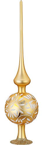 Christbaumspitze, Christbaumschmuck, Inge-Glas, deutsches Produkt, Spitze, 8 x 33 cm, Freudentanz, inkagold matt