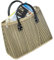 LaFiore24 Einkaufstasche Shopper Henkeltasche Korb Handtasche Allzwecktasche Schwarz-Streifen