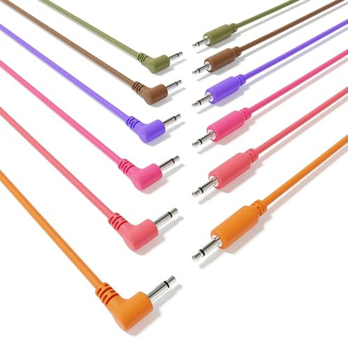 ExcelValley - 6B-Pack Hybrid Mono Modular Patch Cables TS 3.5mm 1/8Eurorack Synth Synthesizer [150cm 59]