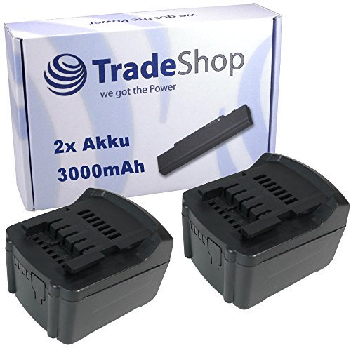 2X Trade-Shop Premium Li-Ion Akku 14,4V / 3000mAh für Metabo SLA 14.4-18 LED, 602106000 Akku Baustellen Radio RC 14.4-18