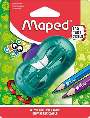 Maped - Anspitzer CROC CROC TWIST Bieber - 2 Stiftgrößen - mit Auffangdose - blau