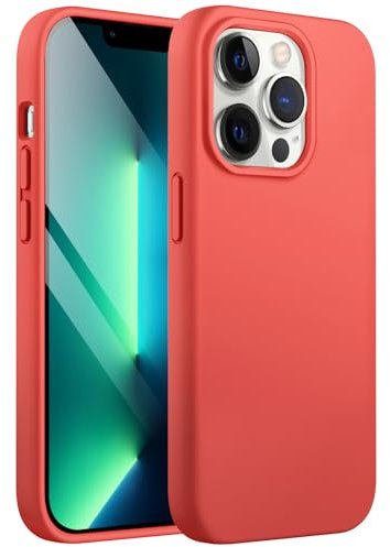 JETech Silikon Hülle für iPhone 13 Pro Max 6,7 Zoll, Ganzkörperschutz handyhülle mit Seidig-Weicher Berühren, Stoßfeste Hülle mit Mikrofaser-Futter (Rosa Pomelo)