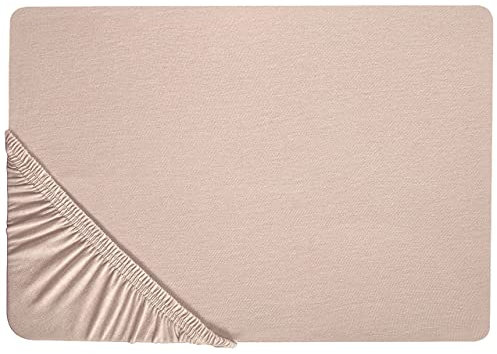 Spannbettlaken beige Baumwolle mit Gummizug Spannbetttuch 90 x 200 cm Hofuf