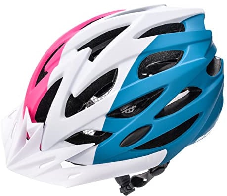 Meteor - Marven Cycle Helmet – Lightweight Adjustable Helmet for Men, Women, Kids – MTB, Bike, Scooter, Skateboard & Hoverboard – Breathable with Detachable Visor - Size S - Pink/White/Green
