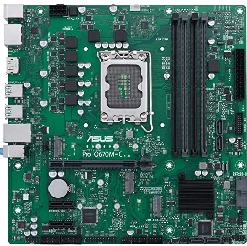 ASUS Pro Q670M-C-CSM LGA 1700 (Intel 12th Gen e Intel vPro) mATX Placa Base (PCIe 4.0, DDR5 4800, 2 x NVMe SSD M.2, USB 3.2 Gen 2, ASUS Boot)