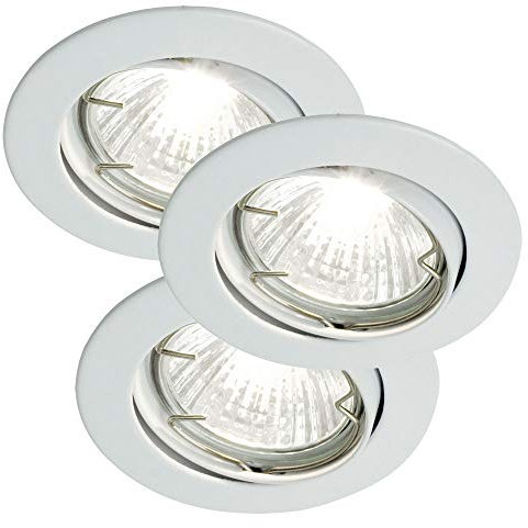 etc-shop Einbauleuchte Wohnzimmer silber Einbaulampe rund Esszimmer Einbaustrahler, Metall, verstellbar, 1x GU10 Fassung, D 8 cm, 3er Set